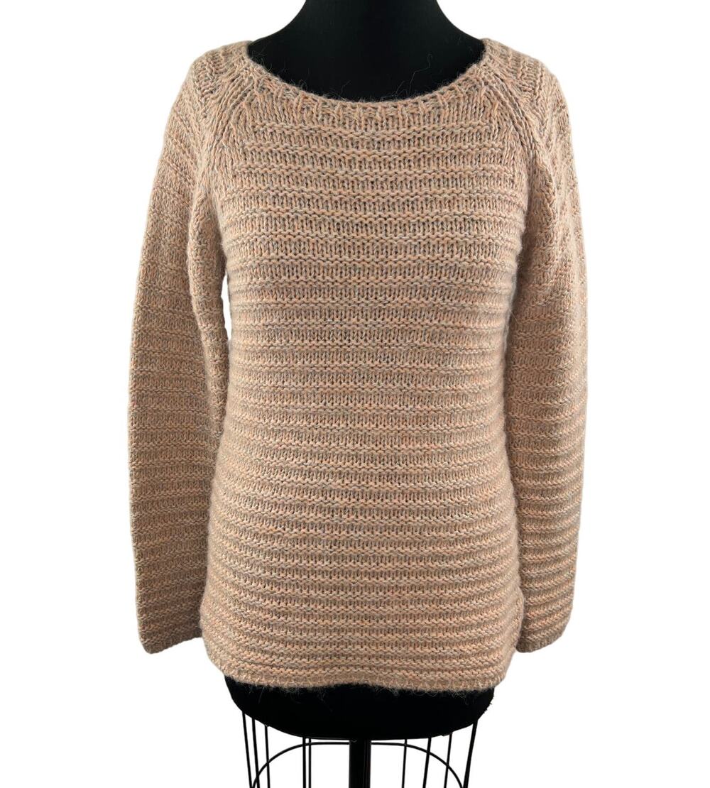 Benedetta Italy Sweater Beige Cotton Wool Round Neck Knitwear Top Size Medium M